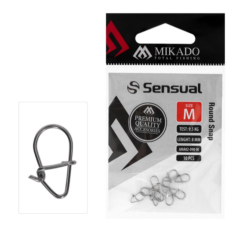 Embalagem de 10 unidades de snap redondo de spinning Mikado com clip, em aço de alta qualidade.