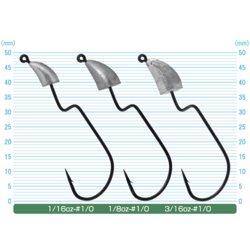 Tabela de pesos e medidas disponíveis para o jighead Owner 5146 JH-43 Bullet Head