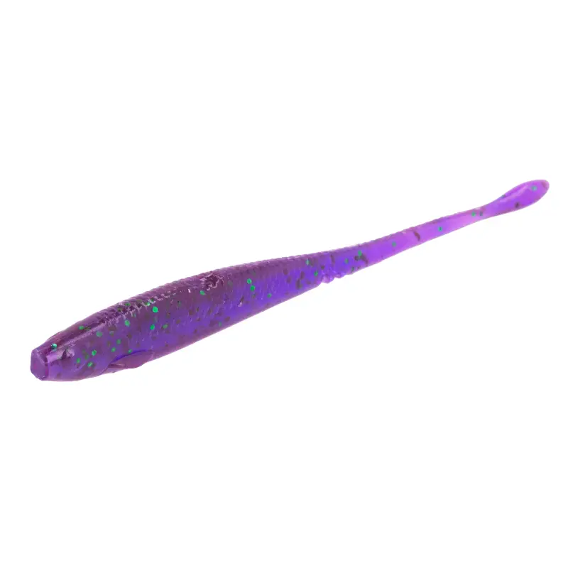 Vinil Mikado M-Craft Mortal Tail 125mm na cor Lox, amostra de silicone sem cauda para spinning e pesca finesse de predadores.