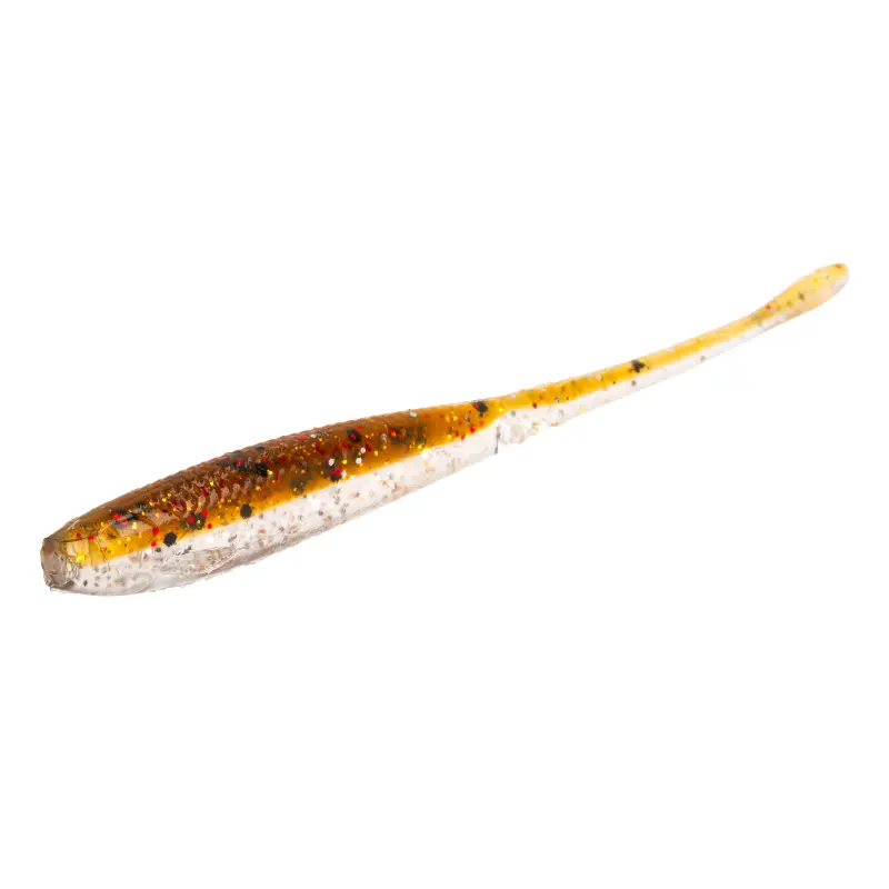 Vinil Mikado M-Craft Mortal Tail 125mm na cor Magic Brown, amostra de silicone sem cauda em tom acastanhado natural para imitar presas do fundo.